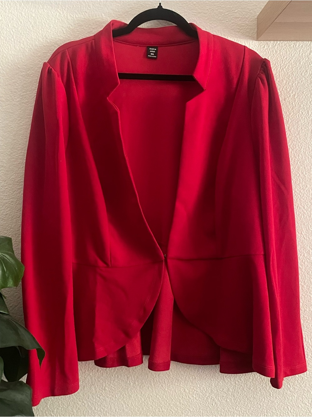 SHEIN Red Open-Front Women's Blazer Jacket Peplum